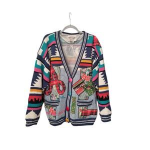 Absolutely NO! Jean’s Vintage Cardigan Sweater One Size. Patchworks Grandma